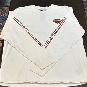 Harley-Davidson White and Red Long Sleeve Tee
